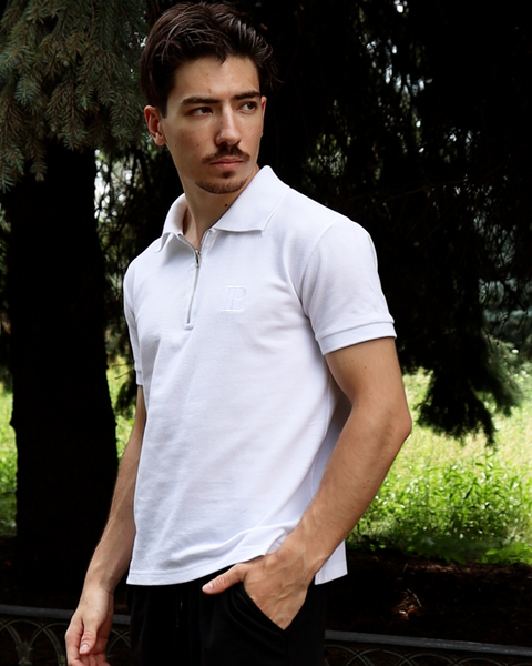 (Polo) Поло-футболка на блискавці TOP-02-WHT-S фото