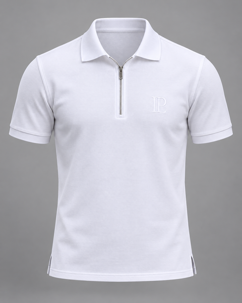 (Polo) Поло-футболка на блискавці TOP-02-WHT-S фото